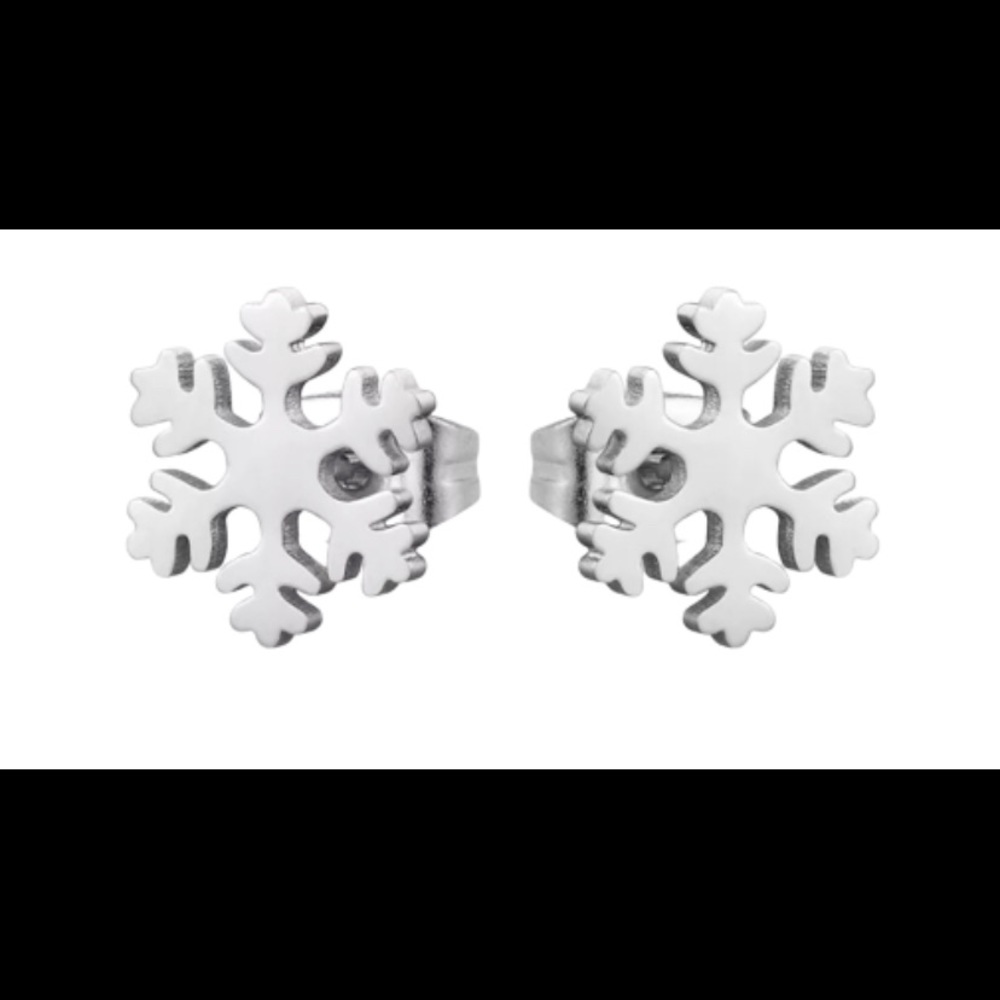 Adorable Silver Stainless Steel Snowflakes Stud Earrings Accessories Jewelry